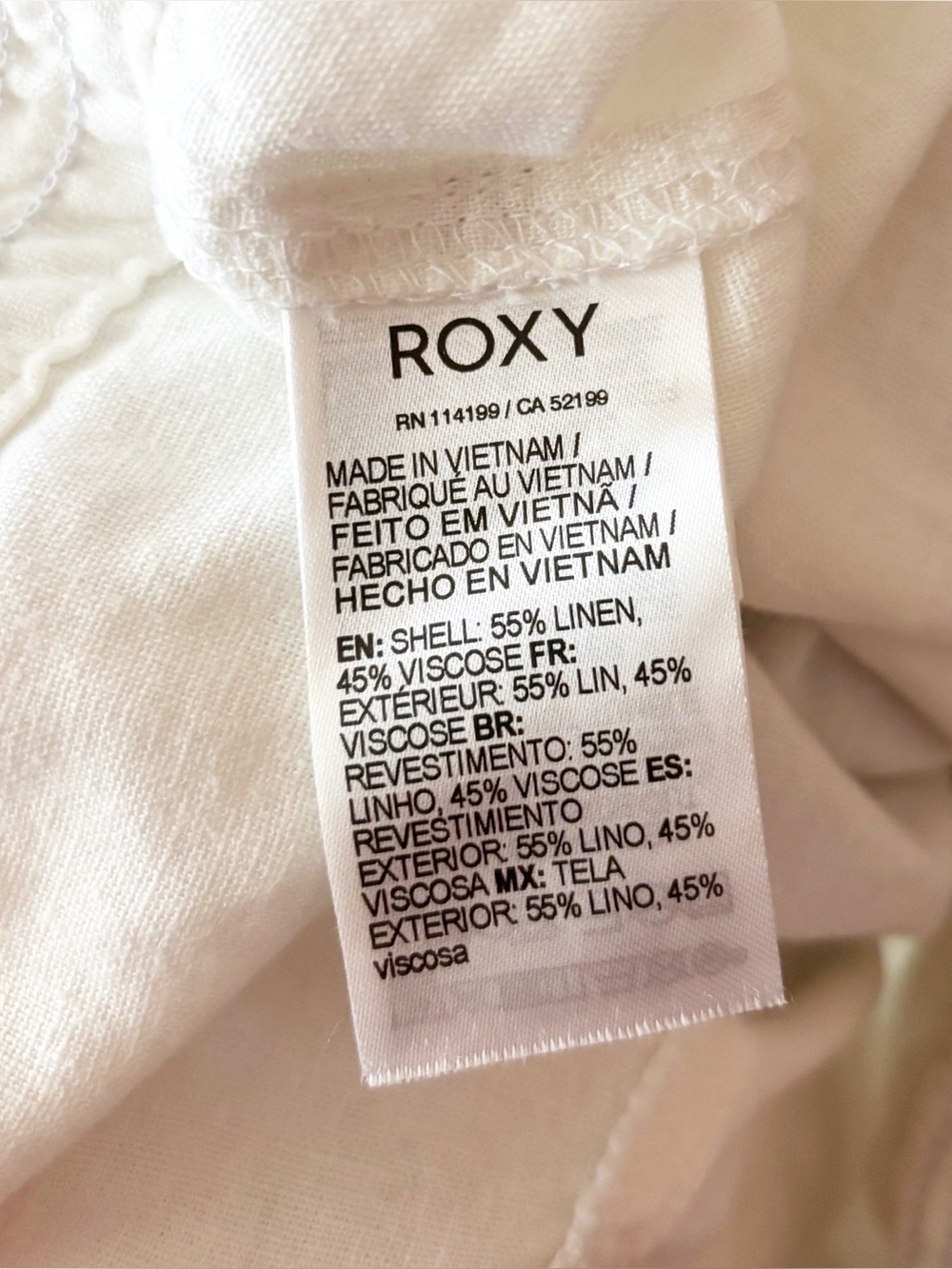 Roxy Pants Linen Blend White Wide Leg Size Medium Beach Summer Resortwear - Picture 4 of 5